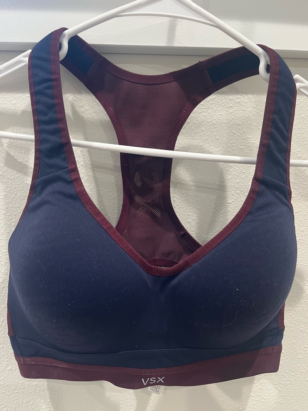 VSX Navy and Burgundy Racerback Padded Sports Bra